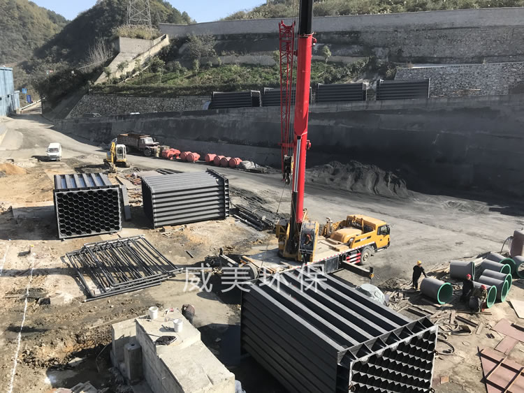 濕電除塵器安裝現(xiàn)場(chǎng)